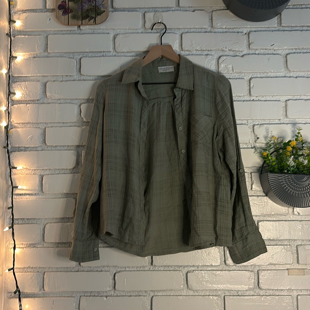 Dress Forum button down light sage green long sleeve